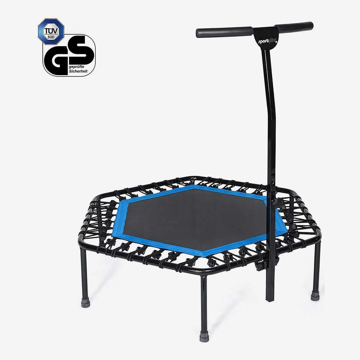 Indoor Bouncer With Handrail 48 Inch Black WestWood Foldable Rebounder Mini Trampoline For Fitness Weight loss Cardio Exercise Home Gym Equipment 