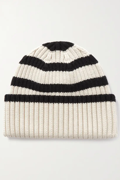 Totême Striped Ribbed-Knit Wool Beanie