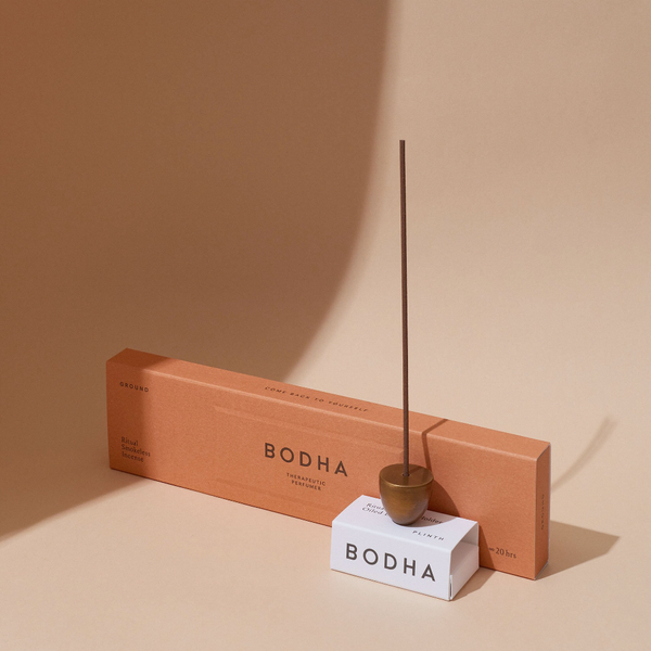 Bodha Ground Smokeless Incense + Plinth Holder Set