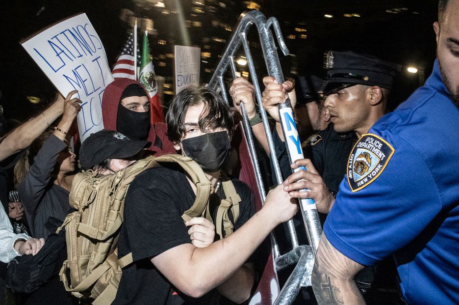 Protesters at an anti-ICE demonstration in New York on June 11.