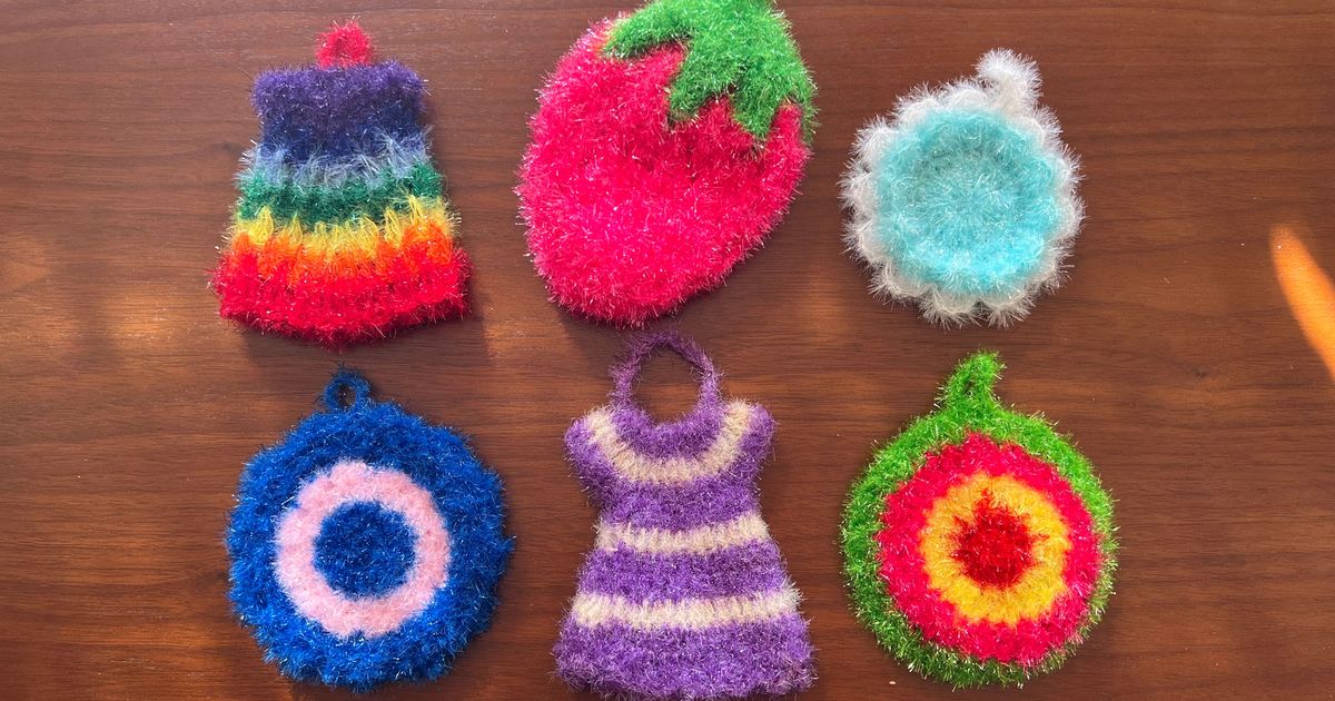 Crochet Dish Scrubber smiley Face/ Crochet Dishwashing Cloth