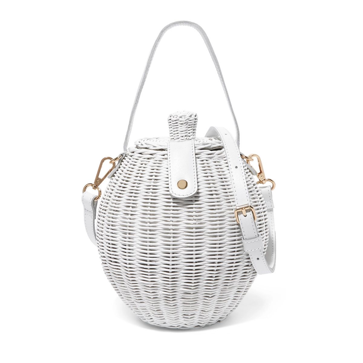 Tautou mini leather-trimmed wicker shoulder bag