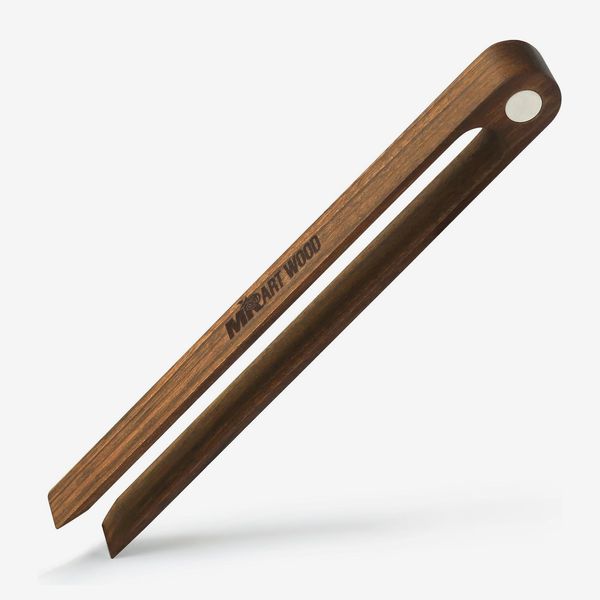 Magnetic Wooden Toaster Kitchen Tongs, Walnut