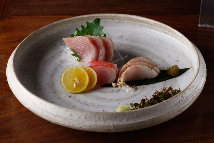 An assortment of sashimi.