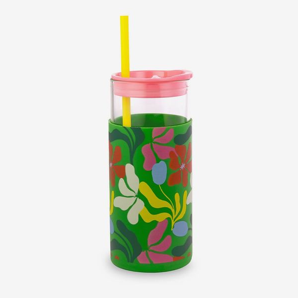 Ban.do Glass Tumbler - Green Geometric Floral