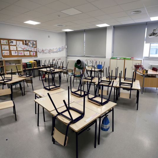 Disinfection in schools amid coronavirus pandemic, Valencia Es Es, Spain - 15 May 2020