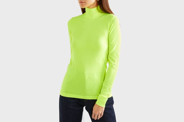 Les Rêveries Neon stretch-knit turtleneck top