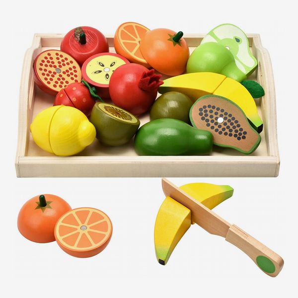 Wooden Play Food for Kids Kitchen toys for toddlers Cutting Pretend Toy  Food wooden Fruits Vegetables Gift for Boys Girls Educational Toys