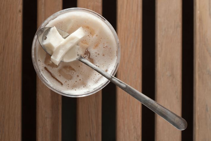 Horchata with boba and cinnamon.