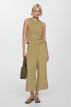 Mango Textured Wide-leg Pants