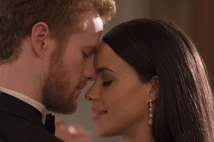 Parisa Fitz-Henley and Murray Fraser in Harry and Meghan: A Royal Romance.