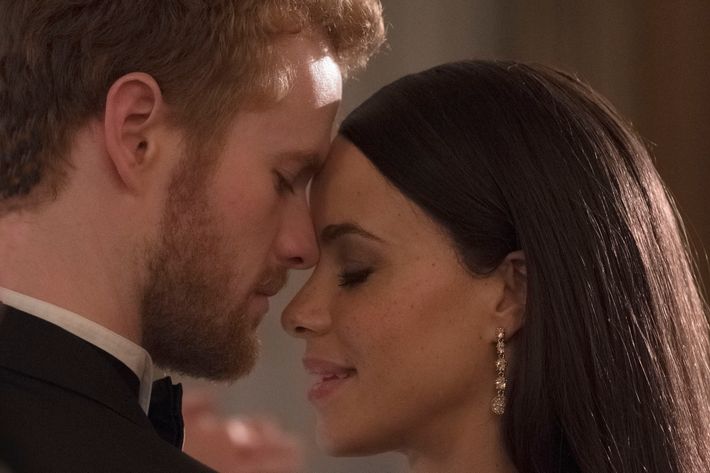 Parisa Fitz-Henley and Murray Fraser in Harry and Meghan: A Royal Romance.