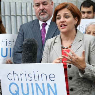 Christine Quinn campaigns in the 2013 New York City Mayoral Race in the Upper West Side on August 28, 2013 in New York City. 