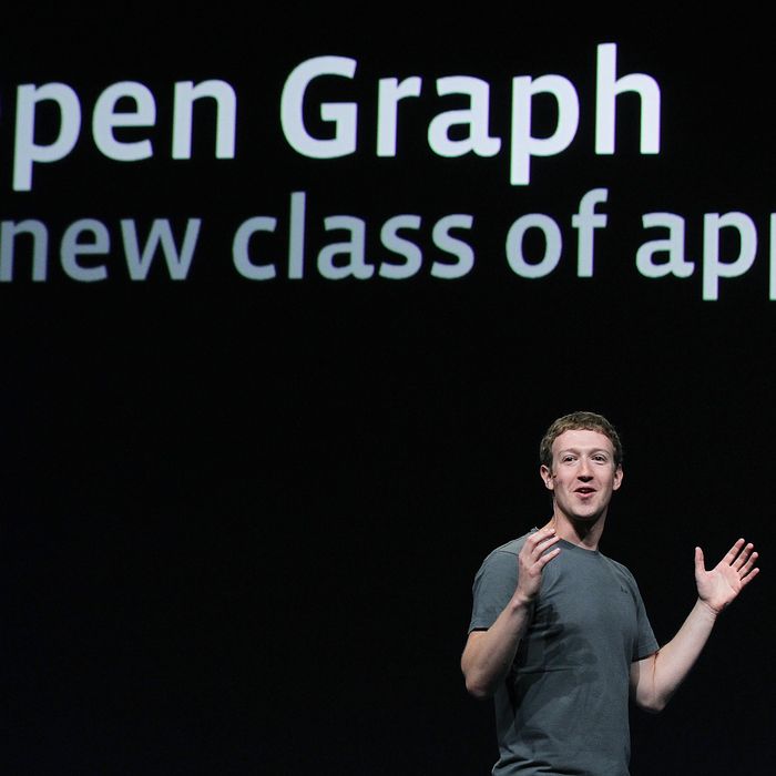 Facebook CEO Mark Zuckerberg announces Open Graph as he delivers a keynote address during the Facebook f8 conference on September 22, 2011 in San Francisco, California. Facebook CEO Mark Zuckerberg kicked off the conference introducing a Timeline feature to the popular social network. 