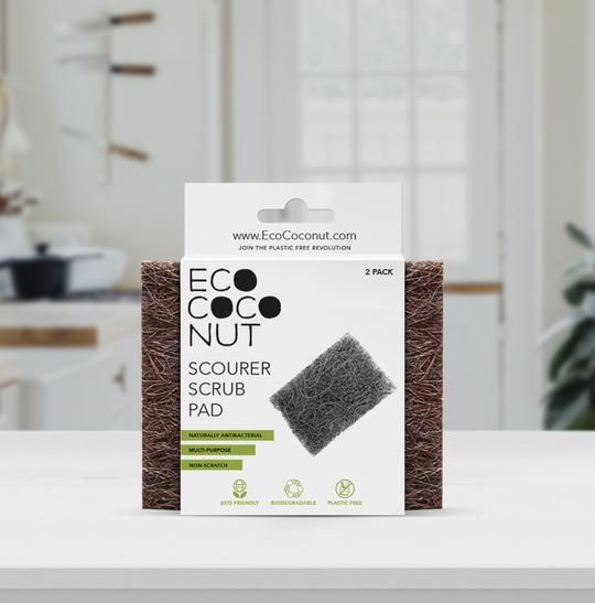 Biodegradable Scrub Pads Pack of 6 Non-Scratch Sponge |Kitchen Scrubbers for Dishes and Cleaning Plastic Free Coconut Kitchen Scrubber Zero Waste Eco-Friendly Cleaning Sponge Pack of 6