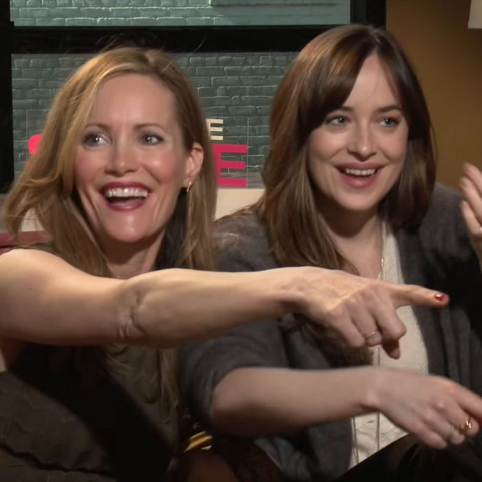 Leslie Mann and Dakota Johnson, showcasing the lethal power of complimenting a man.