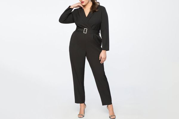 Jumpsuit With Lapel and Rhinestone Belt