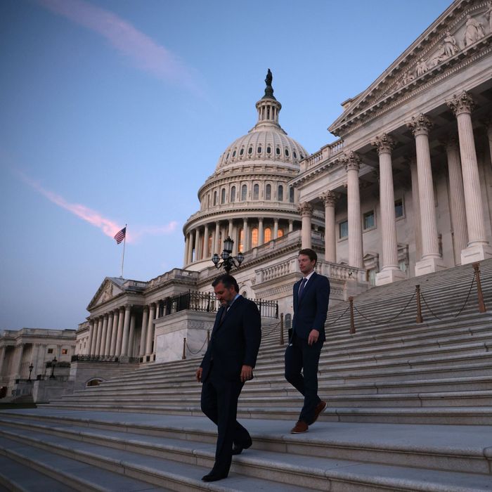 Ted Cruz leaving the Capitol.