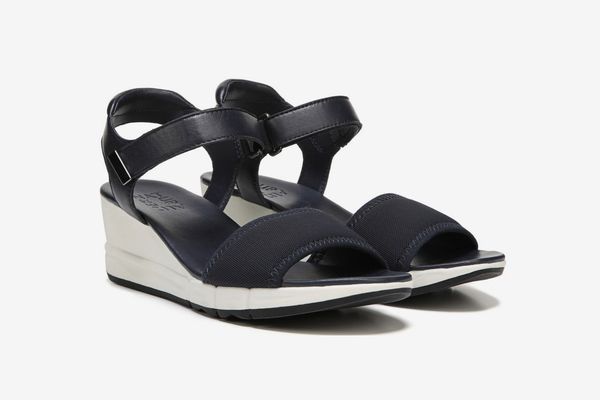 Wide Fit Leather Wedge Sandals