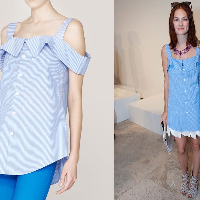 Taylor Tomasi Hill's top (left) and Comme des Garçons top (right).