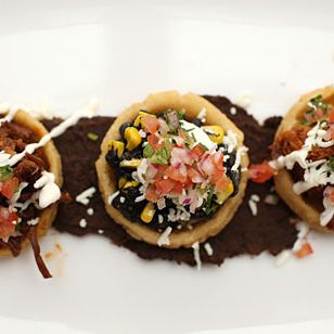 Crispy corn cakes with huitlacoche