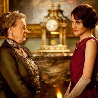 Downton Abbey Season 3 - Sundays, January 6 - February 17, 2013 on MASTERPIECE on PBS - From left to right: Maggie Smith as the Dowager Countess and Michelle Dockery as Lady Mary