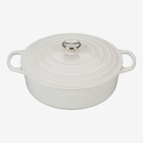 Le Creuset Enameled Cast Iron Signature Round Wide Dutch Oven, 6.75 qt., White