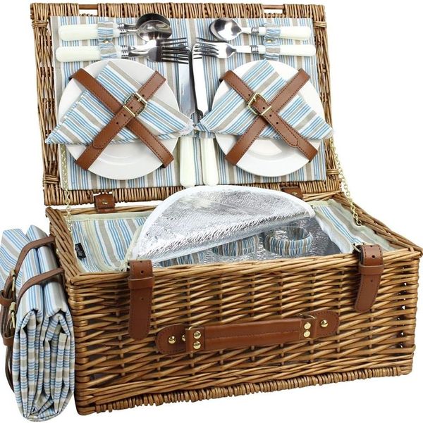 HappyPicnic Insulated Wicker Picnic Basket