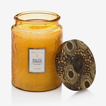 Voluspa Baltic Amber Large Embossed Glass Jar Candle