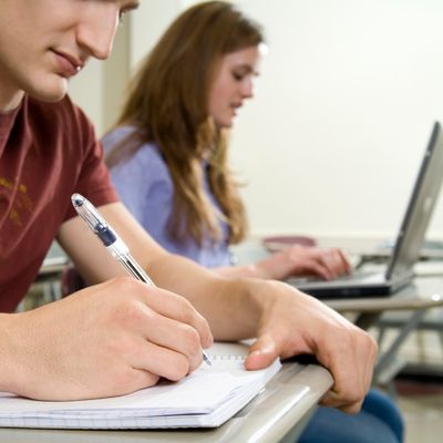 Two university students studying