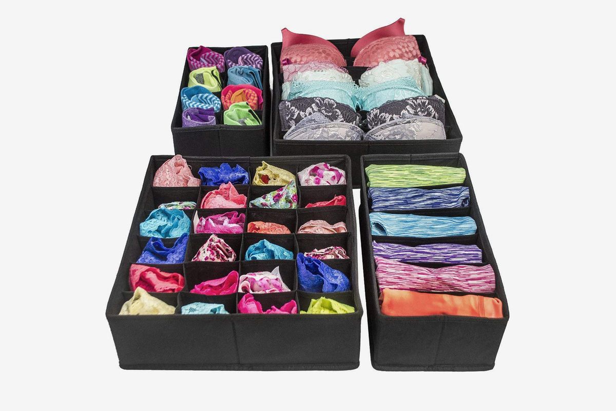 Scarf and Other Accessories Tie Beige rainday Bra Underwear Drawer Organiser Storage Bag Collapsible Closet Dividers Bra Storage Organiser Set of 4 Underwear Socks 
