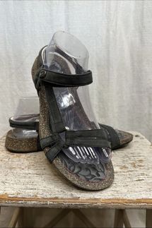 Teva Ventura Cork 2 Women’s US 9 Black Leather Adjustable Strappy Flat Sandals