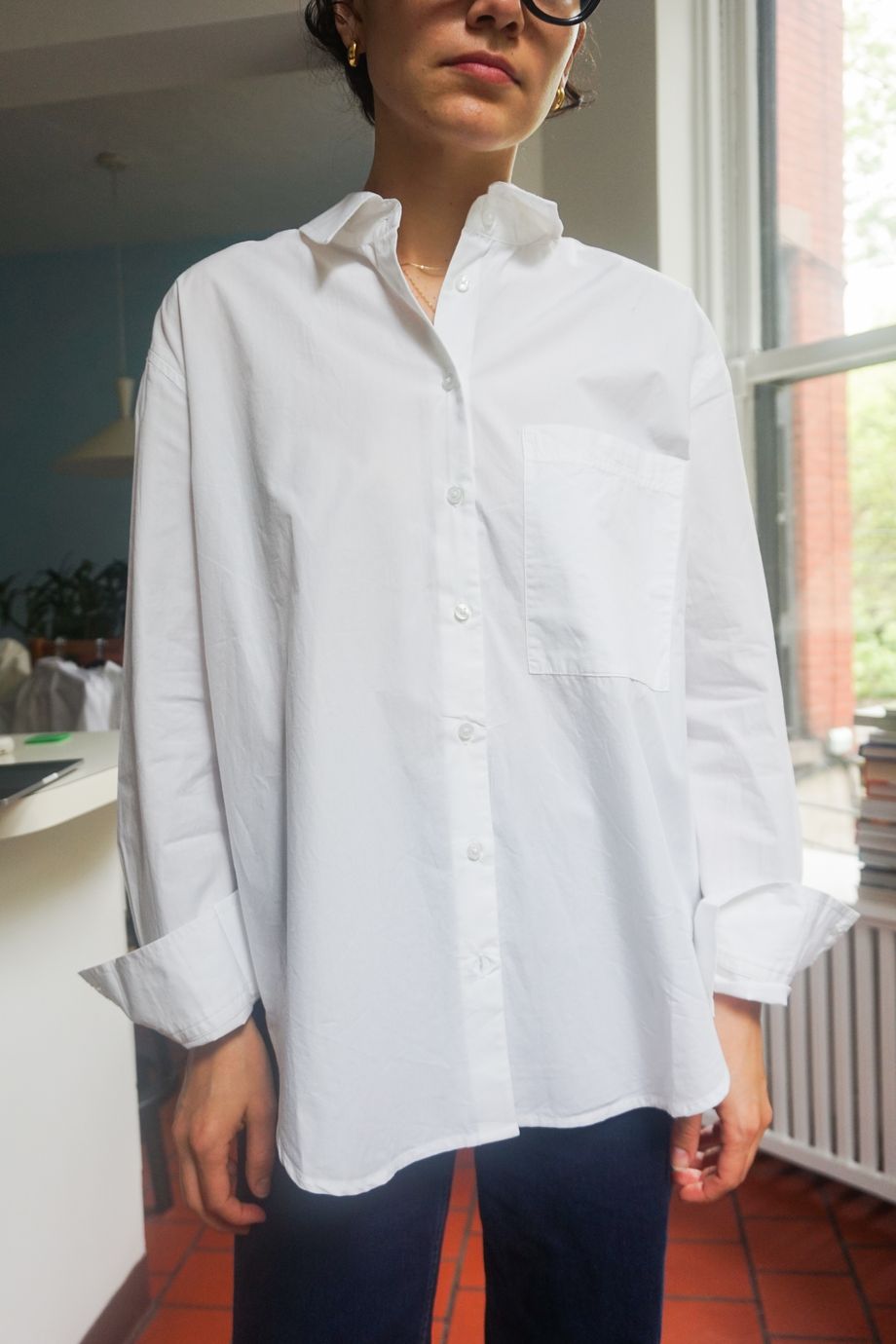 Oversized white button down shirt best sale