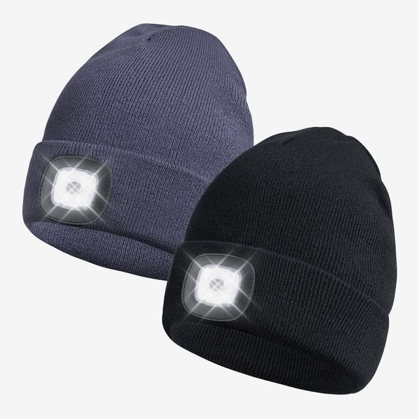 2 Pack LED Beanie Hat with Rechargeable Light