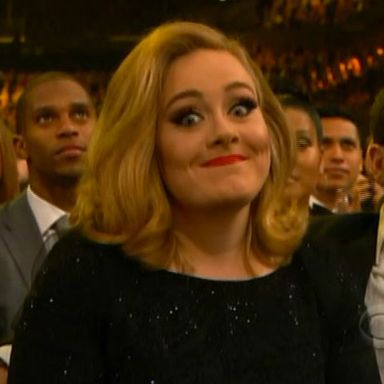 One last "Yeah, you screwed up" look for the ex-boyfriend. (That half a person to Adele's right is her new guy. They like to ride giant fan-powered vehicles together.)
