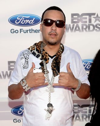 Rapper French Montana arrives at the 2012 BET Awards at The Shrine Auditorium on July 1, 2012 in Los Angeles, California.