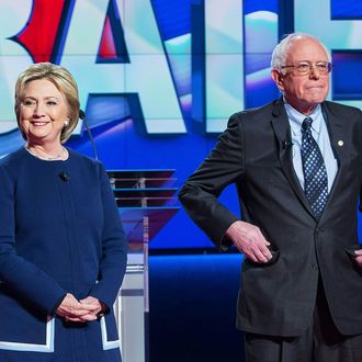 Democratic presidential candidates Hillary Clinton and Bernie Sanders