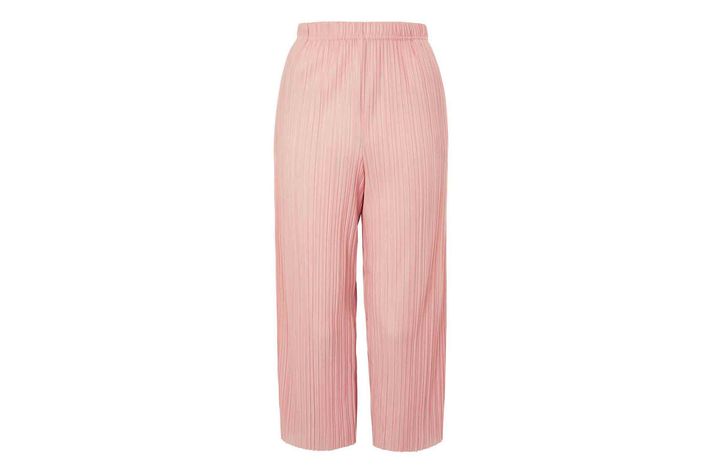 Topshop Petite Pale Pink Button Awkward Wide Leg Cropped Trousers Uk4