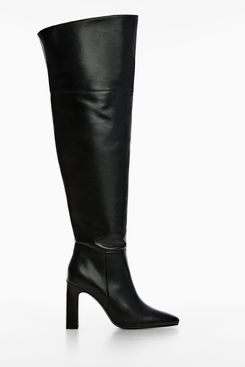 Mango Leather Boots with Tall Leg