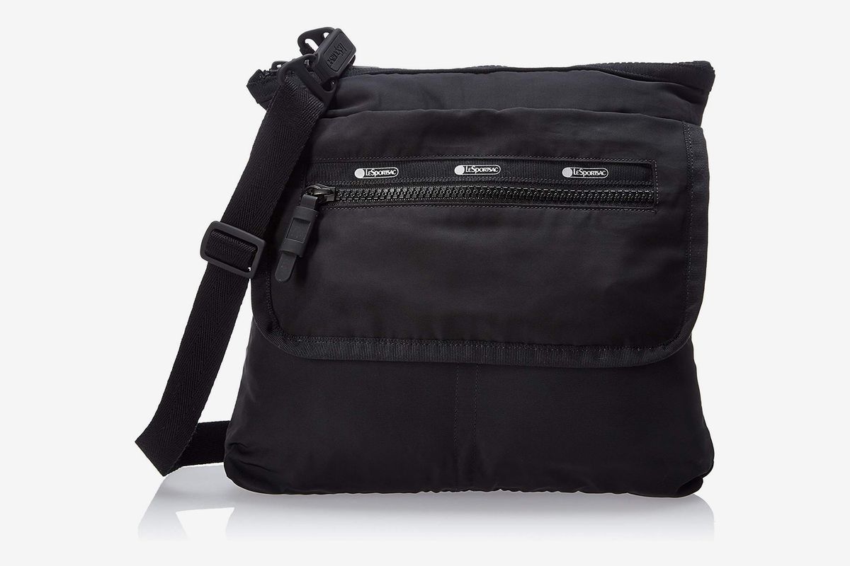 Black Hip bag-Small Zip Pocket-Purse-Cross body-bag-long shoulder strap-travel * 