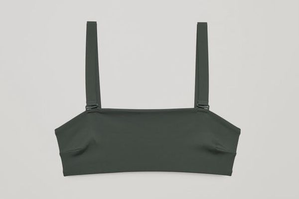 COS Bikini Top With Removable Straps in Forest Green