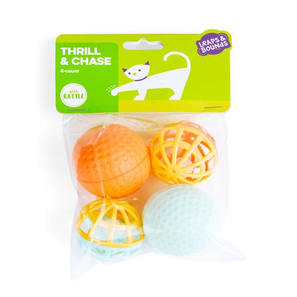 Leaps & Bounds Cage Sponge Ball Cat Toy, Pack of 4