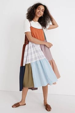 Vestido midi estilo camisola con patchwork reciclado de Madewell x La Réunion