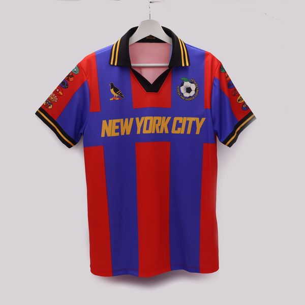 Where the World Comes to Play Soccer Jersey - Red and Blue