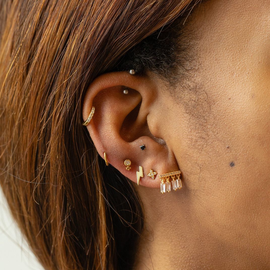 Earrings 2 Piercings Chain  Earrings Two Holes Chain  2 Ear Piercing  Earrings  1pc  Aliexpress