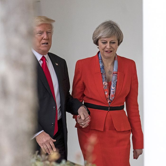 Theresa May Explains Holding Hands With Donald Trump 7529