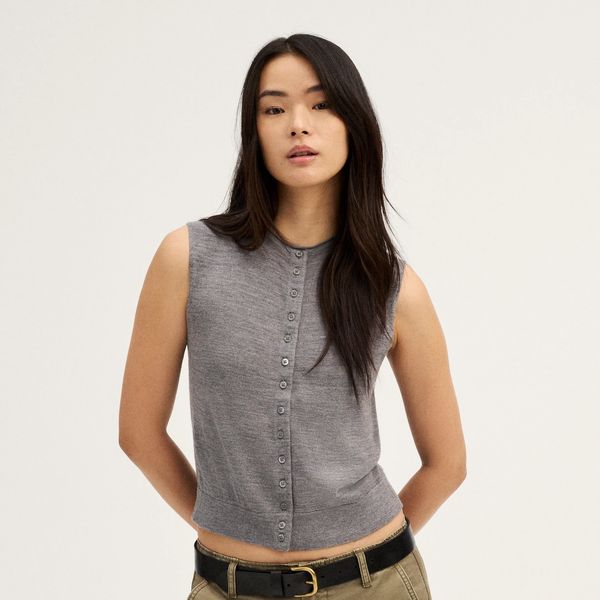 Madewell Button-Front Sleeveless Cardigan