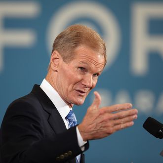 BOCA RATON, FL - SEPTEMBER 28: U.S. Sen. Bill Nelson (D-FL) speaks before the arrival of U.S. Vice President Joe Biden during a campaign event at the Century Village Clubhouse on September 28, 2012 in Boca Raton, Florida. Biden continues to campaign across the country before the general election. (Photo by Joe Raedle/Getty Images)