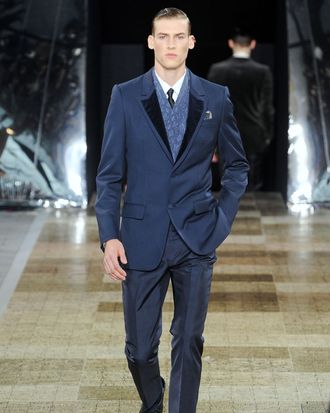 A look from British designer Kim Jones's fall 2012 men's Louis Vuitton collection.