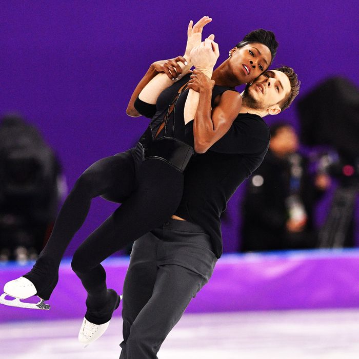 French figure skaters Vanessa James and Morgan Cipres.